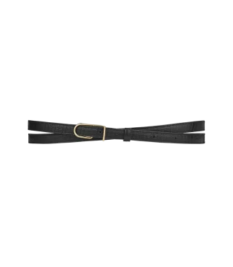 Cinturón Umi fino con estampado de lagarto negro