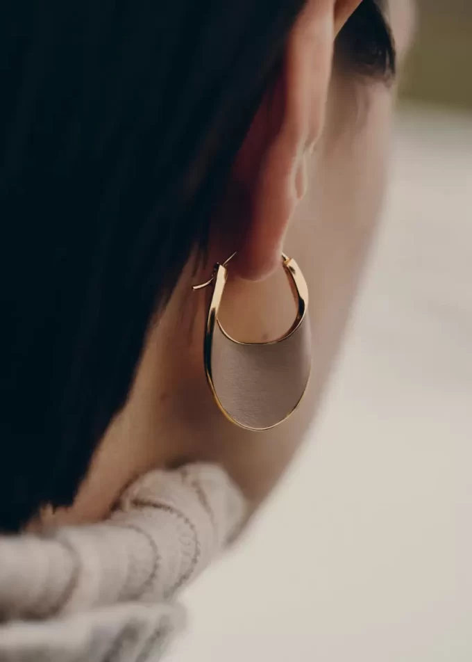 Pendientes de aro Éole Slim Edición Cuero Taupe