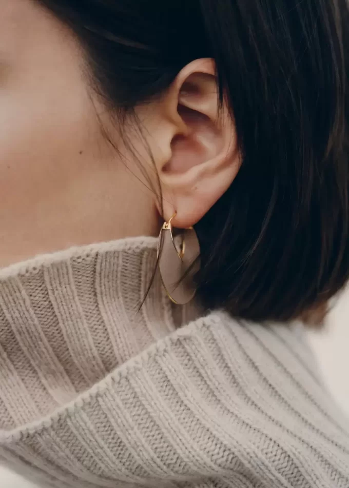 Pendientes de aro Éole Slim Edición Cuero Taupe