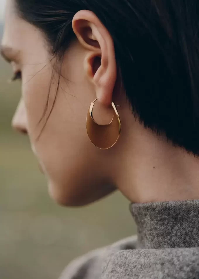 Pendientes de aro Éole Slim Edición Piel Camel