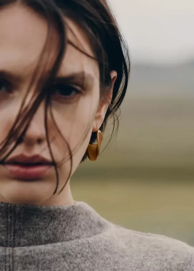 Pendientes de aro Éole Slim Edición Piel Camel