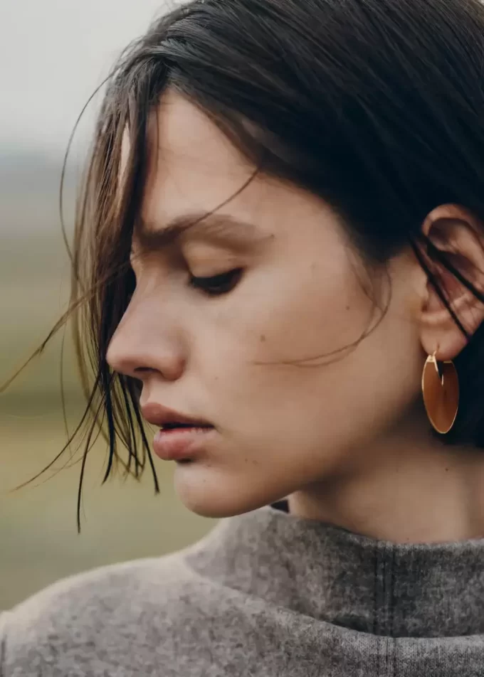 Pendientes de aro Éole Slim Edición Piel Camel